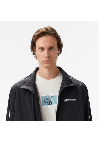 Calvin Klein Crinkle Stand Collar Track Erkek Siyah Ceketlv04rc505g