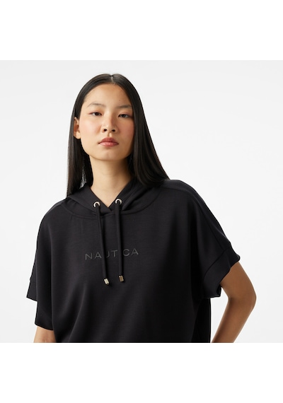 Nautica Kadın Siyah Relaxed Fit Kapüşonlu Sweatshirt Düz 45k500t Siyah