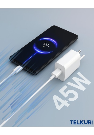 Ferro S45 Siyah 45w Usb-c Çıkışlı Süper Hızlı Şarj Adaptör Başlık - Typec & Typec 1m Kablo Seti