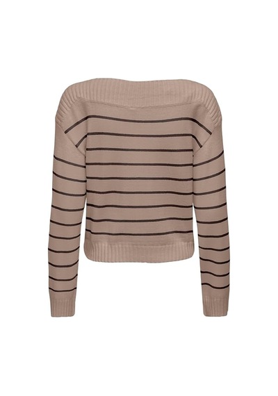 Only Onlkatia Ls Kayık Yaka Kadın Triko 15374823 Kahverengi