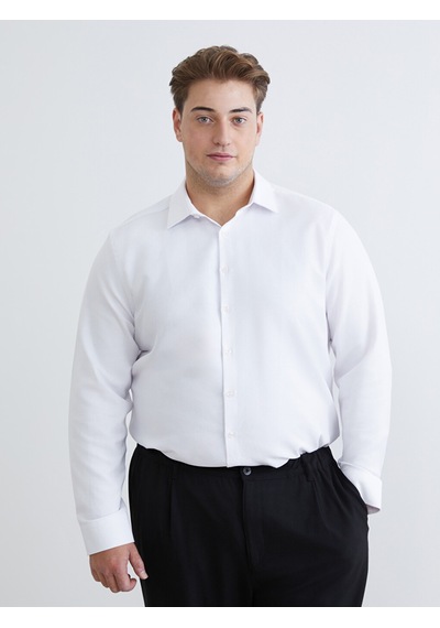 Lcw Busıness Beyaz Slim Fit Uzun Kollu Armürlü Erkek Gömlek