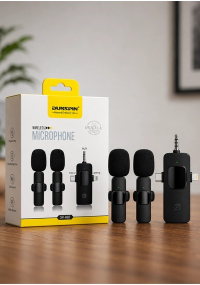 Dunspin Sk-692 2.4g Çiftli Kablosuz Yaka Mikrofonu Telefonlar Uyumlutype-c Lightning Aux