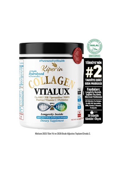 Vitalux Hidrolize Kolajen Tozu 10.000 Mg Nmn, Nr, Fisetin, Spermidin Ve Ca-akg + C Vitamini İçeren Longevity Kolajen