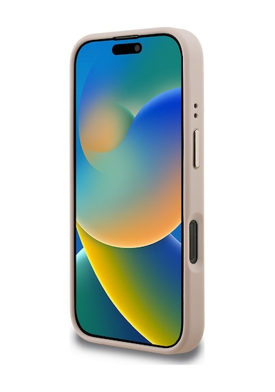 Apple Uyumlu iPhone 16 Pro Max Kılıf Guess Lisanslı Üçgen Logo 4g Desenli Kamera Standlı Kapak Pembe