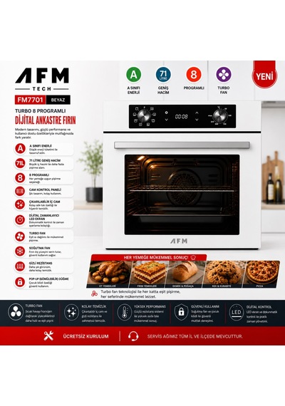 Alveus AFM Serisi Ug-21 Beyaz Cam Turbo + Soğutma Dijital Dokunmatik 3'Lü Ankastre Set Fırın + Ocak + Davlumbaz