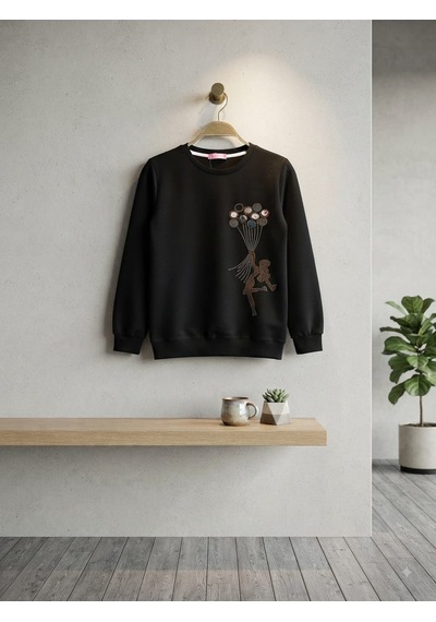Papatyatrend Kız Çocuk Sweat siyah
