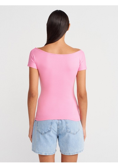 Dilvin 31922 Kısa Kollu T-shirt-pembe Pembe