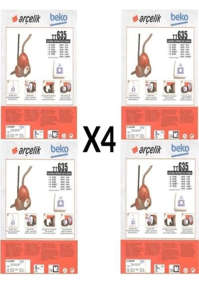 4 Paket 20 Adet Arçelik Uyumlu S 6360 Süpürge Modeli Toz Torbası