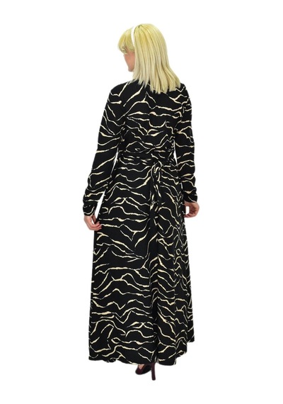 Kadın Leopar Desen Krep O Yaka Elbise Bgl-st03539 001