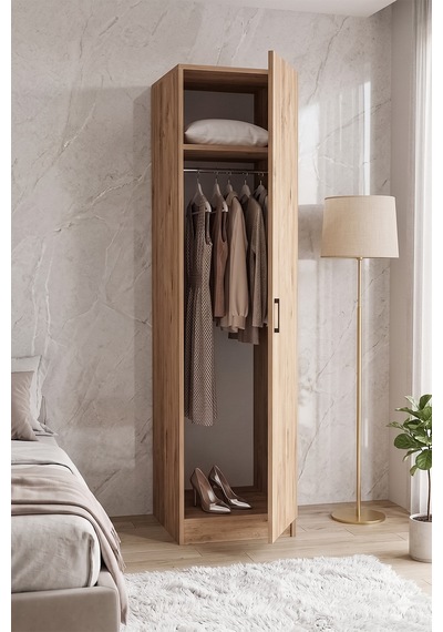 Virella Gardrop Askılı Elbise Dolabı Raflı Elbise Dolabı Çam