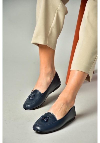 Fox Shoes R667001203 Lacivert Hakiki Deri Babet Lacivert