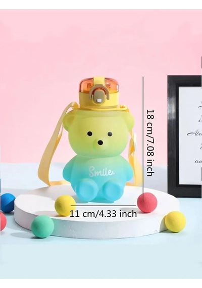 Smile Ayıcık Model Öğrenci Su Matarası Öğrenci Su Şişesi Suluk 500 Ml Bpa Içermez Matara Suluk Çok R Diğer