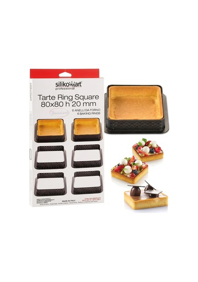 Silikomart Tarte Ring Square 80x80 H 20 Mm Siyah