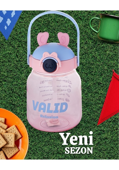 Relaxion Hediyeli, İthal Lüx Kulaklı Pembe Matara/suluk 1100 Ml 446 Açık Pembe