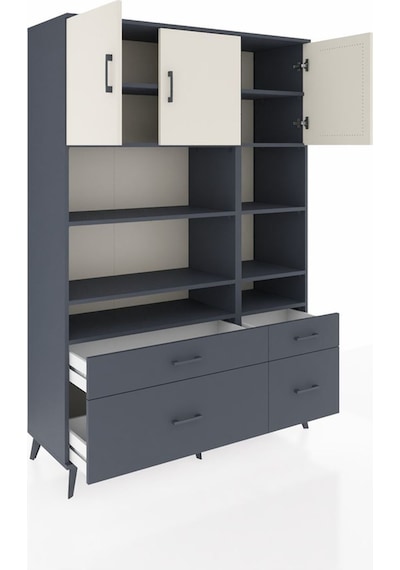 Hyperion Dolap 10 Raflı 4 Çekmeceli 3 Kapaklı 132x44x195 Antrasit-aytaşı/antrasit Aytası/antrasıt Hyperion Dolap 10 Raflı 4 Çekmeceli 3 Kapaklı 132x44x195 Antrasit-aytaşı/antrasit Aytası/antrasıt
