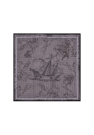 Aker 90x90 Bosphorus Çift Taraflı İpek Twill Eşarp Vizon-mavi Vizon-mavi