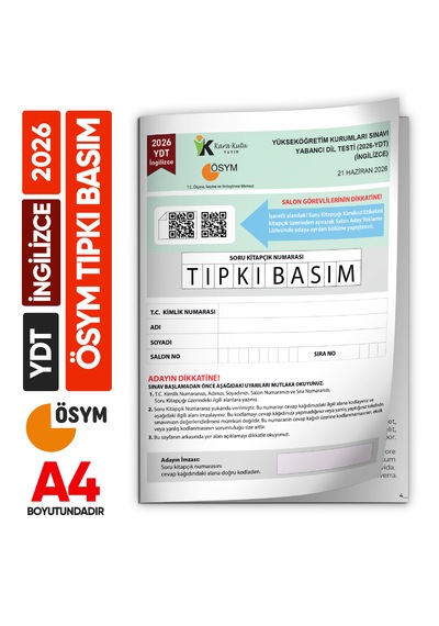 2026 Yks Ydt İngilizce Ösym Tıpkı Basım Çıkmış Soru Deneme Kitapçığı Video Çözümlü Türkiye Geneli