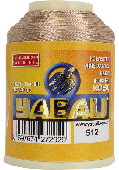 Abarta Yabalı Polyester Dikiş Dantel Nakış Ipliği 6 Katlı No:50 -20 Gram 1 Adet Renk:512