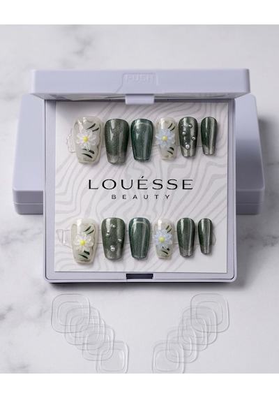 Louésse Daisy Fresh Takma Tırnak 12 Li Yeşil Papatya Desenli Fresh Mood Nail