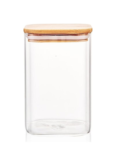 1100ml Sızdırmaz Vakumlu Bambu Kapaklı Borosilikat Cam Kavanoz Hava Geçirmez & Dayanıklı Şeffaf