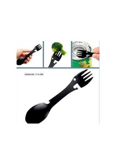 Omeniv 304 Çelik Çatal Kaşık Bıçak Set Açacak Outdoor Kamp Siyah