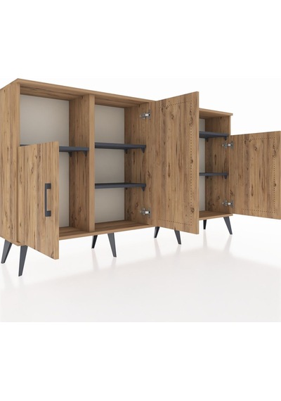 Arges Konsol 5 Raflı 4 Kapaklı 176x30x99 Çam-çam/antrasit Atlas Çam/antrasıt - Atlas Çam Arges Konsol 5 Raflı 4 Kapaklı 176x30x99 Çam-çam/antrasit Atlas Çam/antrasıt - Atlas Çam