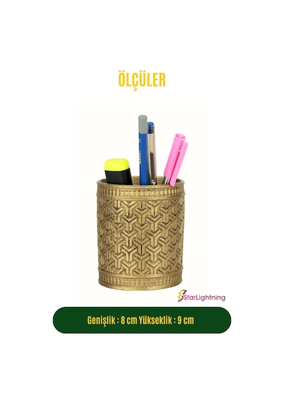 Kalemlik Altın Eskitme Renk Masa Kalemliği Organizer Kalemlik Model 4 Çok REnkli