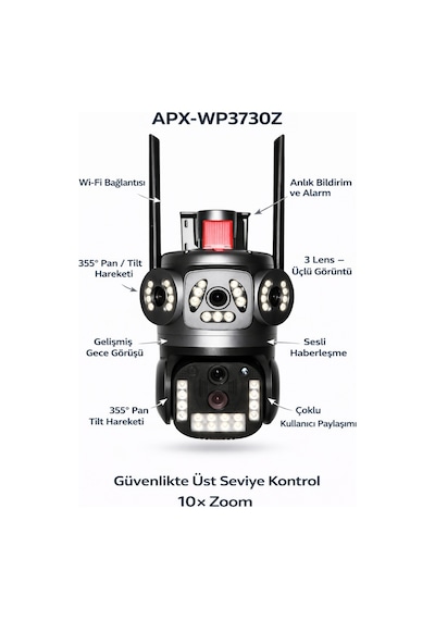 Apx-wp373oz 9mp 10x Zoom 2.8mm-12mm İki Kamera Wifi Ptz 11.03.01.001400