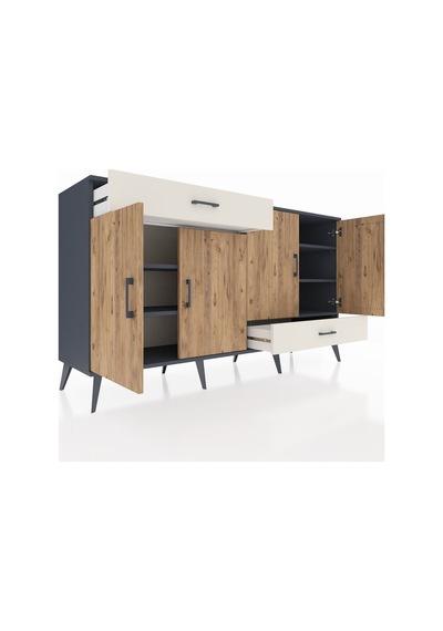Hyperion Konsol 5 Raflı 2 Çekmeceli 4 Kapaklı 176x44x99 Antrasit- Antrasit-çam/aytaşı Hyperion Konsol 5 Raflı 2 Çekmeceli 4 Kapaklı 176x44x99 Antrasit- Antrasit-çam/aytaşı