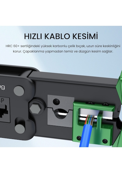 Veggieg 6p/8p Cat8 Cat7 Cat6 Rj45 Ethernet Jack Pensesi Rj11 Rj12 Telefon Kablosu Jak Kesme Soyma Sıkma Aleti 80468982