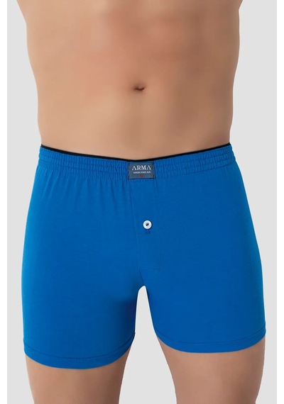 Terrien Premium 6'lı Paket Mavi Erkek Penye Havlu Bel Boxer %100 Pamuk Slim Kalıp Günlük Giyim Örme Kumaş