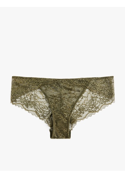 Koton Dantel Detaylı Rahat Kalıp Brief Külot Haki 6wlk30157mk Haki