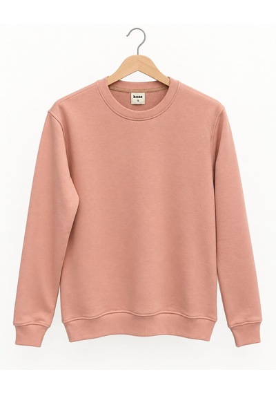 Basic Bisiklet Yaka Relaxed Regular Erkek Sweatshirt - 7773 Pudra