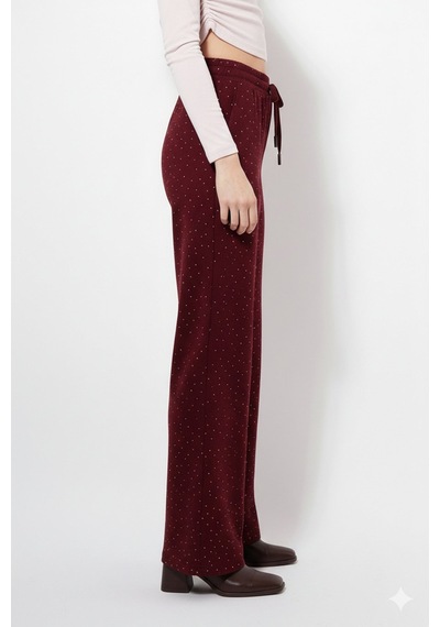 Unika Boutique Taşlı Pantolon Bordo