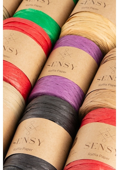 Sensy Premium 400 Metre Rafya Ip Çanta Ipi Raffia Ip Kağıt Ip Supla Ipi 250 Gram Sütlü Kahve