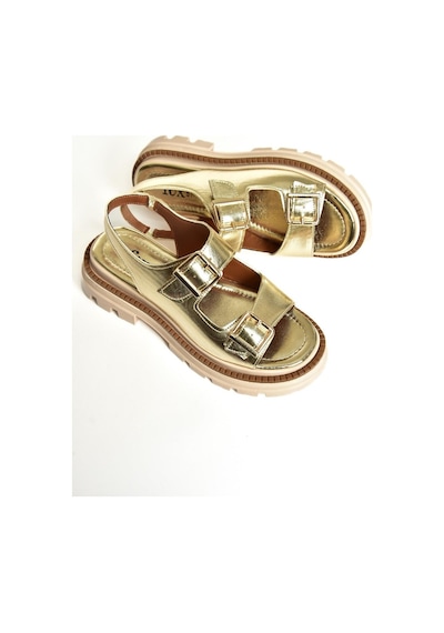 Fox Shoess437302209 Altın Kalın Tabanlı Kadın Sandalet Altın