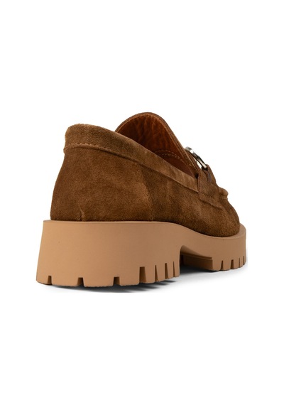 Deery Kadın Hakiki Süet Taba Renk Tokalı Loafer - 02037ztbac01