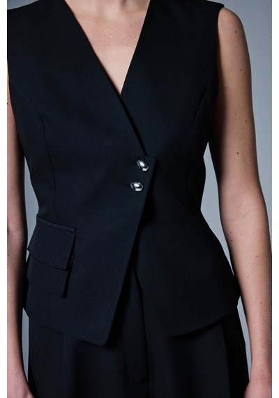 Sateen Sofia Yelek - Siyah-137056 Siyah