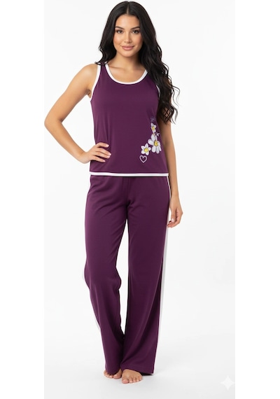 Senfoni Bayan Kolsuz Pijama Takımı 5324 Kırmızı