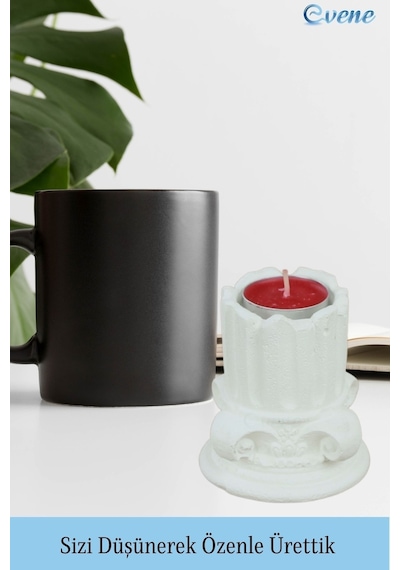 Mumluk Şamdan Tealight Mum Uyumlu Tarihi Sütun Model - Beyaz