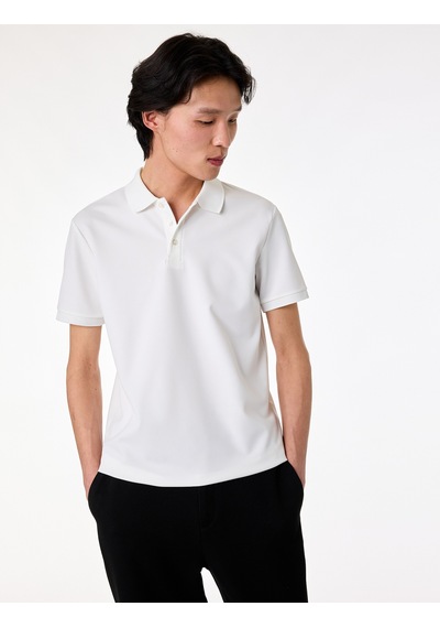 Koton Kısa Kollu Düğmeli Polo Yaka Slim Fit Tişört Beyaz 6sam10077mk