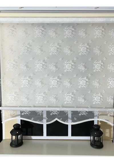 Storburada Çift Mekanizmalı Kırık Beyaz Tül Perde Ve Ekru Stor Perde Stb45253-v01 Ekru