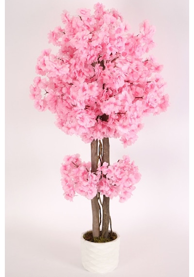 Alçı Saksıda Yapay Bahar Dalı Ağacı 105 Cm Pembe Ypcck