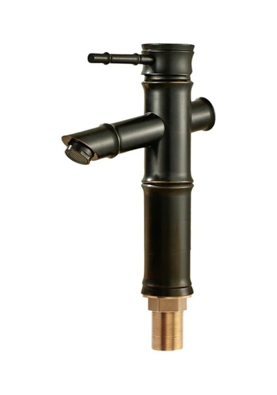 Rena Design Bambu Model Siyah Rustik Lavabo Bataryası Banyo Musluğu Mat Siyah Lavabo Armatür Otantik Görünüm