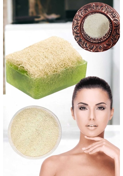 3'lü Set Kabak Lifli Okado Sabun Peeling Temizleme Taşı Kabak Yüz Kesesi