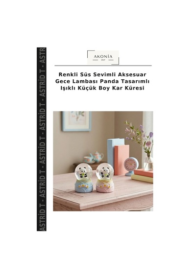 Renkli Süs Sevimli Aksesuar Gece Lambası Panda Tasarımlı Işıklı Küçük Boy Kar Küresi