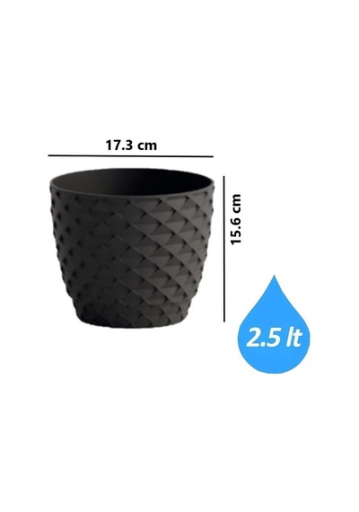 Omnipazar So-kap3 Kapadokya Dekoratif Plastik Saksı 2.5 Litre No 3 Antrasit 116