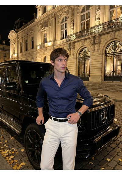 Baselco Elegance Pamuk Saten Slim Fit Gömlek Tycptg8trn177727971042000 Lacivert