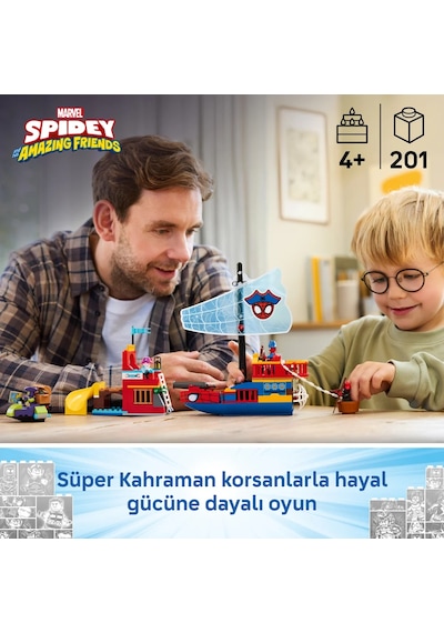 LEGO® ǀ Marvel Spidey ve İnanılmaz Arkadaşları Spidey Korsan Gemisi 11208 - 4 Yaş ve Üzeri Çocuklar için Oyuncak Yapım Seti (201P)