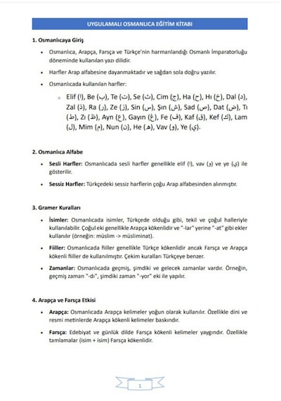 Uygulamalı Osmanlıca Eğitim Kitabı
